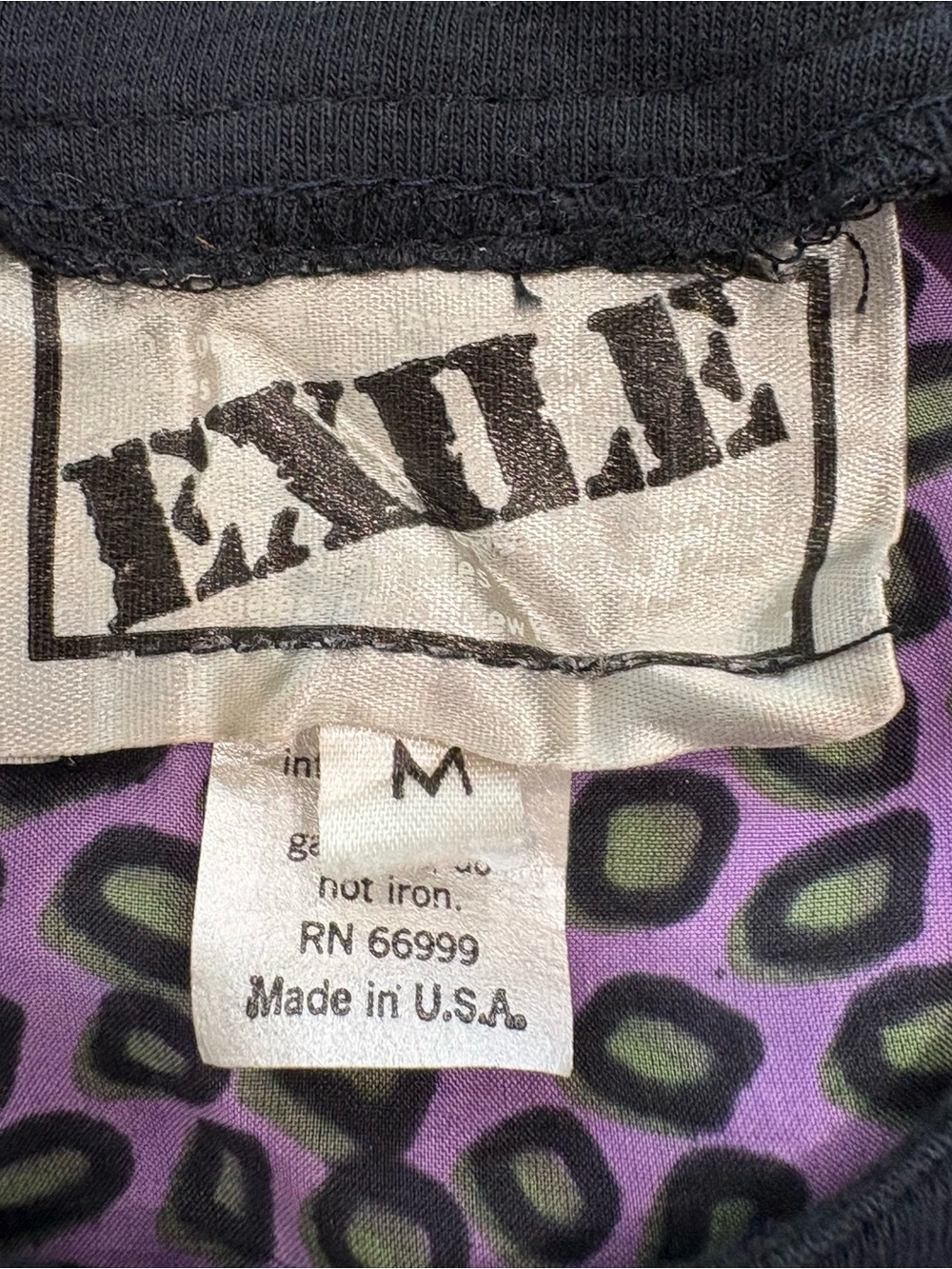 Vintage EXILE Bari Jay 100% Silk Purple Animal Print Goth Dolman Draped Dress M - Picture 2 of 12